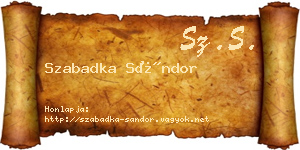 Szabadka Sándor névjegykártya